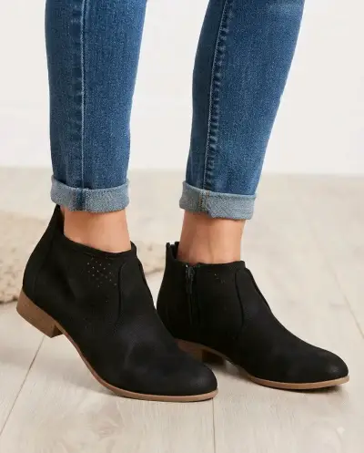 Botines negros de gamuza para mujer - miniatura 1