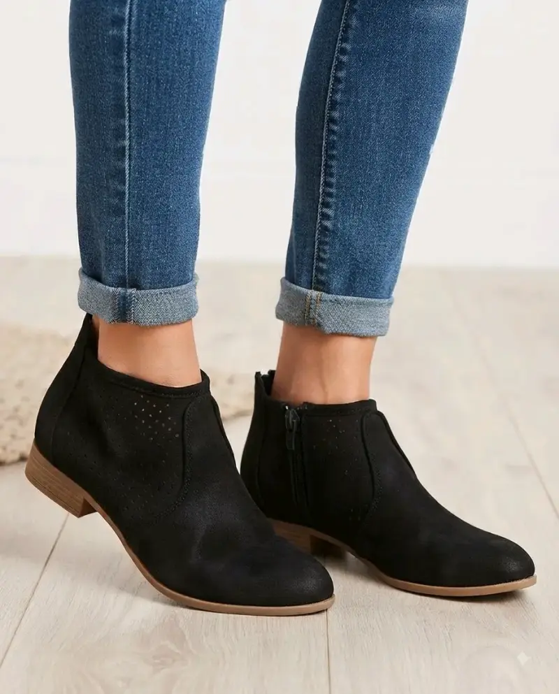 Botines negros de gamuza para mujer - 2
