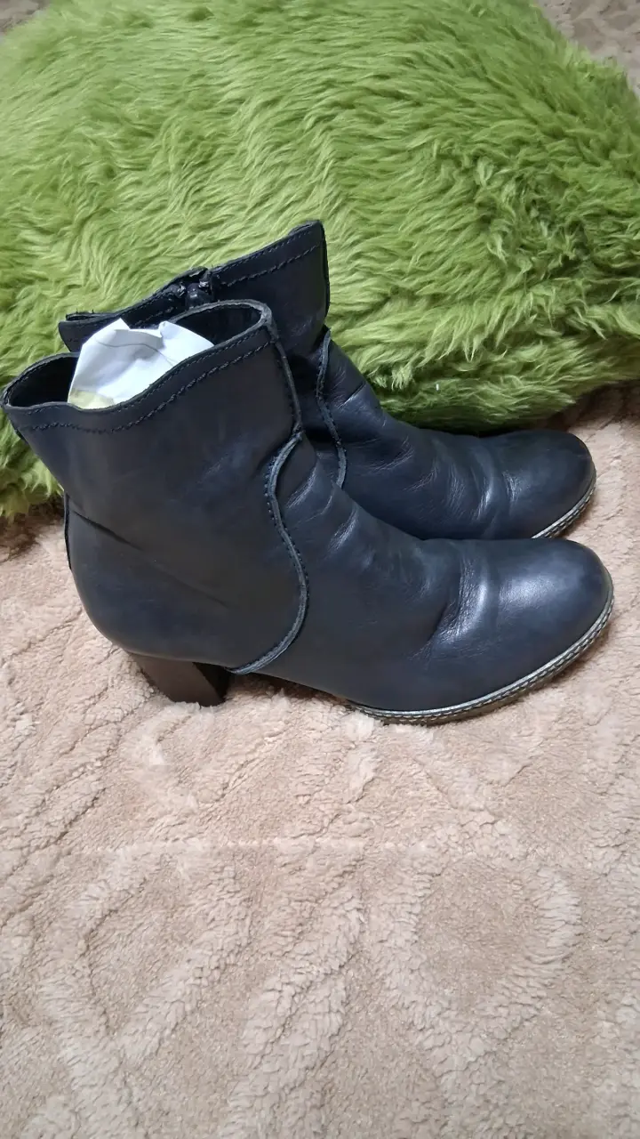 Botines de cuero negro con tacón para mujer - 4