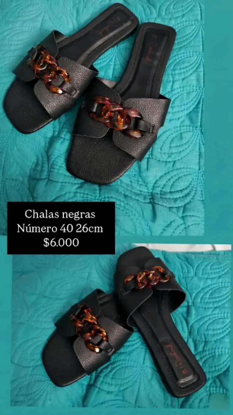 Chalas negras con cadena decorativa talla 40