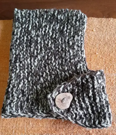 Gorro y cintillo de lana natural - miniatura 1