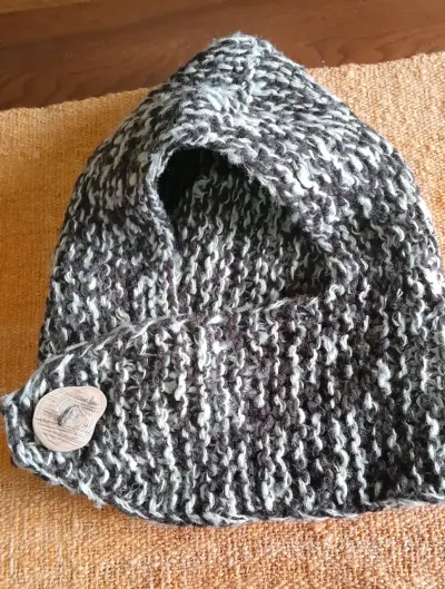 Gorro y cintillo de lana natural - miniatura 2