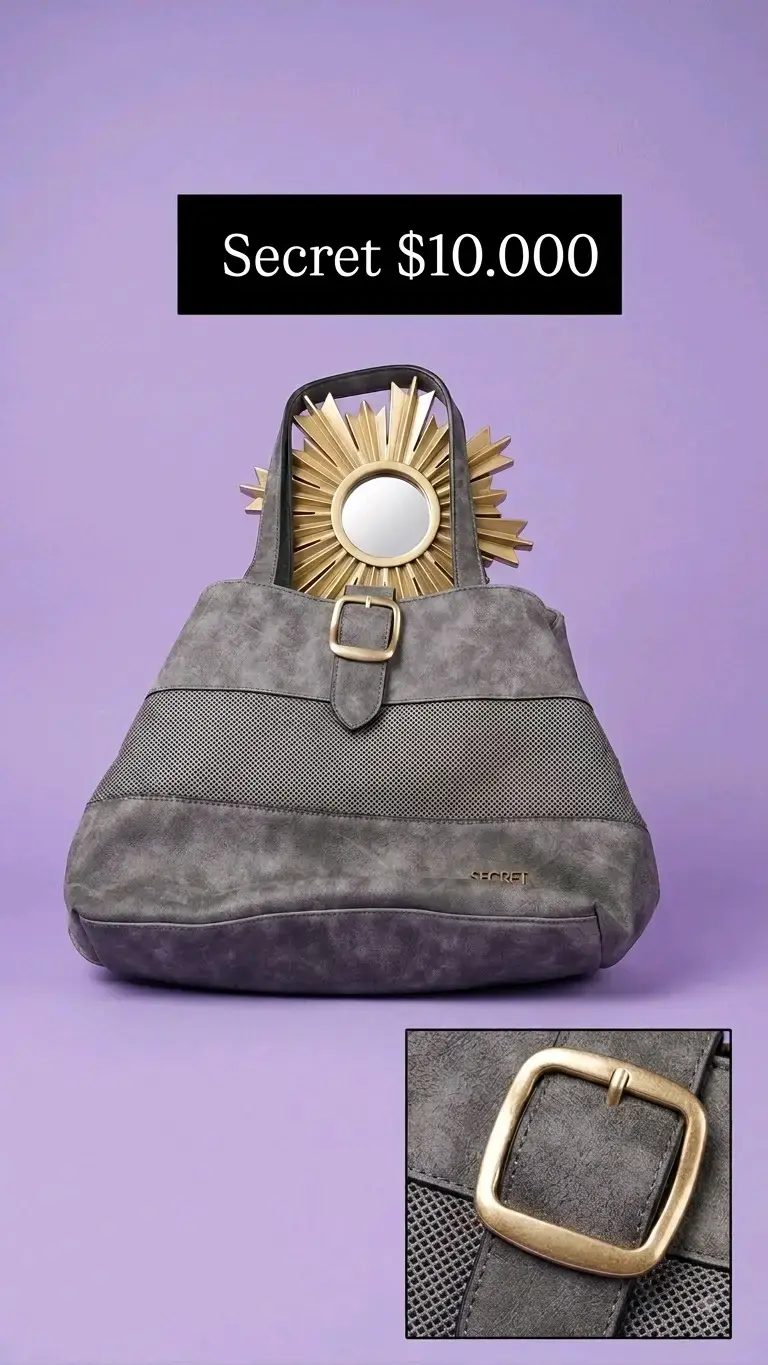 Bolso de mano gris con hebilla dorada Secret