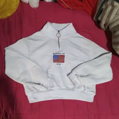 Polerón blanco con cierre y estampado Brooklyn - miniatura 1