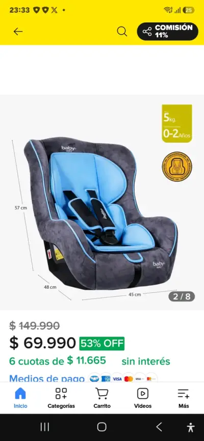 Silla de Auto para Bebé Baby Way Turquesa - miniatura 5