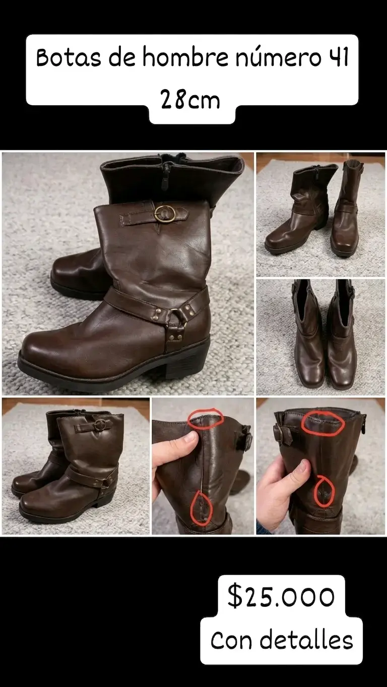 Botas de hombre marrones talla 41 con detalles