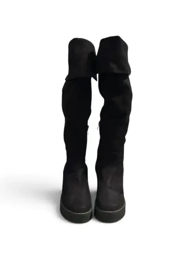 Botas negras de gamuza con tacón alto - miniatura 2