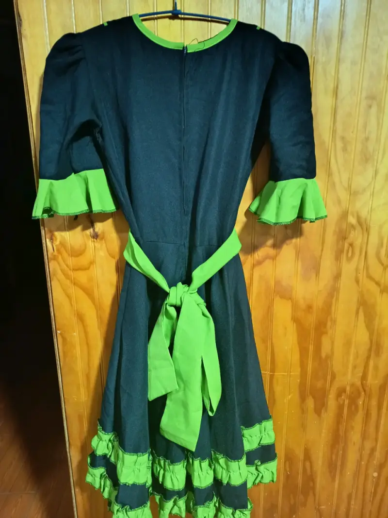 Vestido folclórico negro y verde para mujer - 2