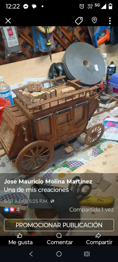 Diligencias antiguas en miniatura de madera y tela - miniatura 6
