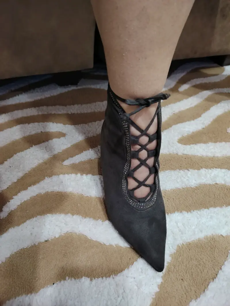 Botines de tacón alto gris con cordones TALLA 38 - 2
