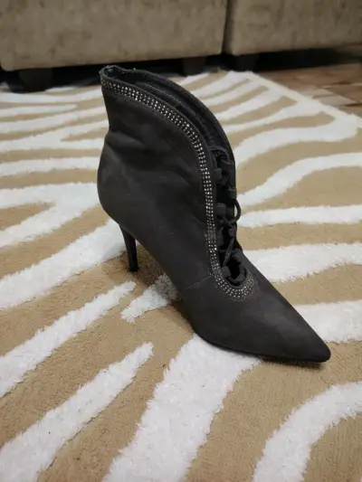 Botines de tacón alto gris con cordones TALLA 38 - miniatura 4
