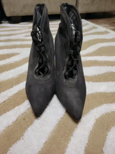 Botines de tacón alto gris con cordones TALLA 38 - miniatura 5