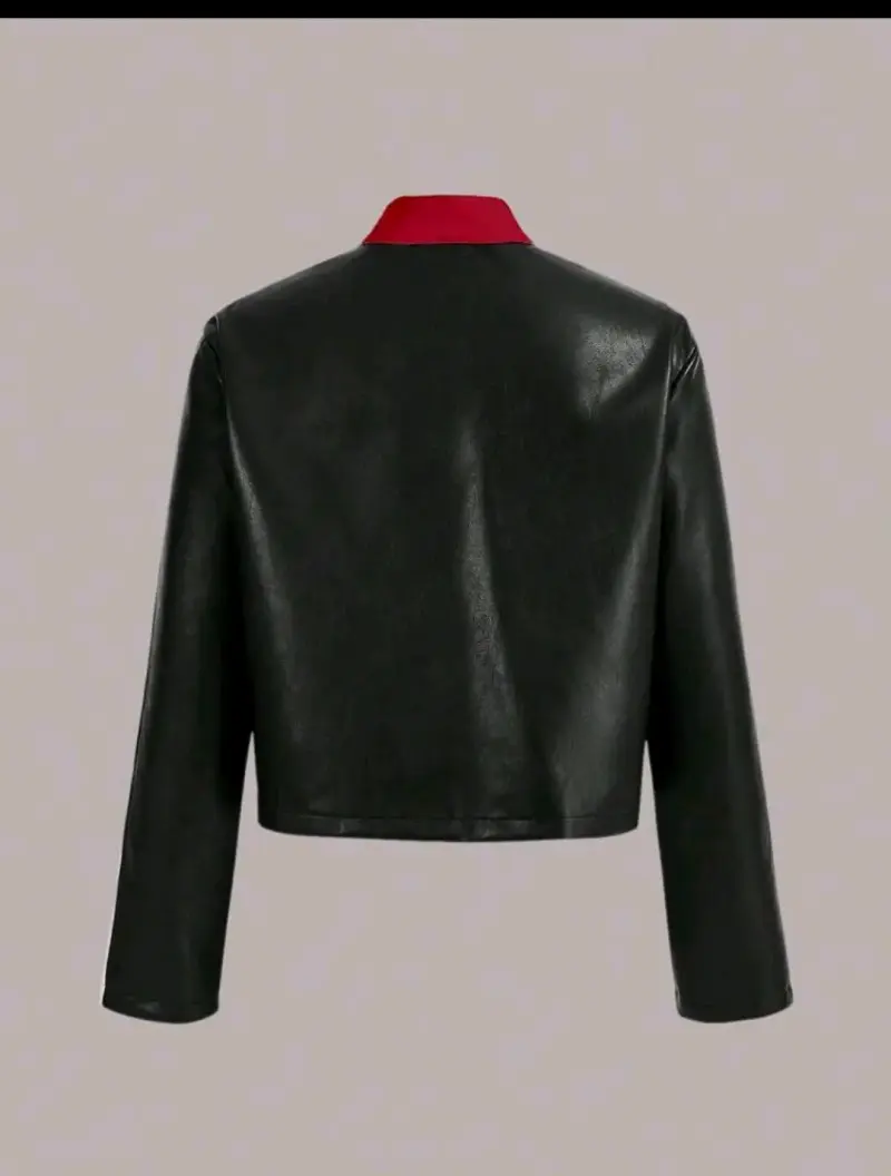 Chaqueta Biker Mujer Roja y Negra - 2