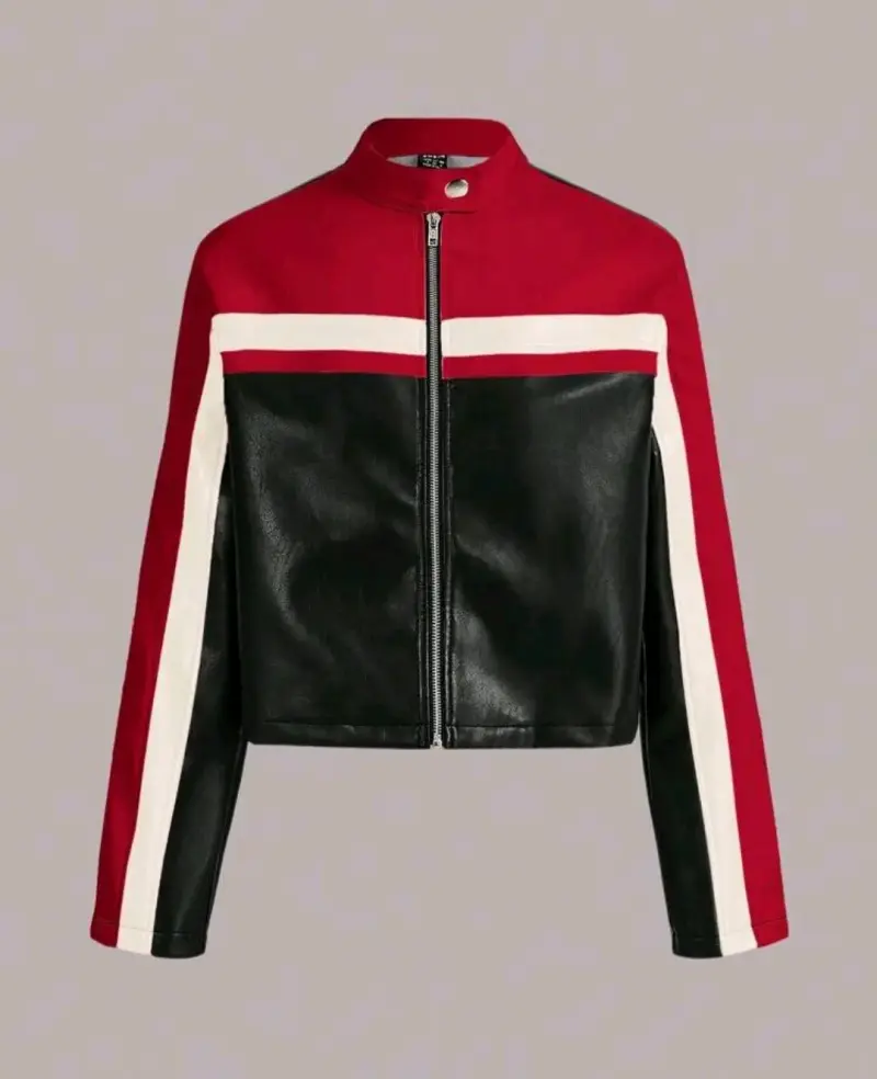 Chaqueta Biker Mujer Roja y Negra - 3