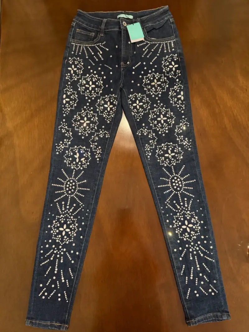 Jeans de Mujer con pedrería franca fortuna - 1
