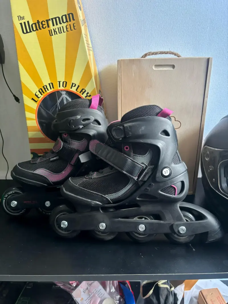 Patines en línea Oxelo Active Fit 3 negros y rosados - 2