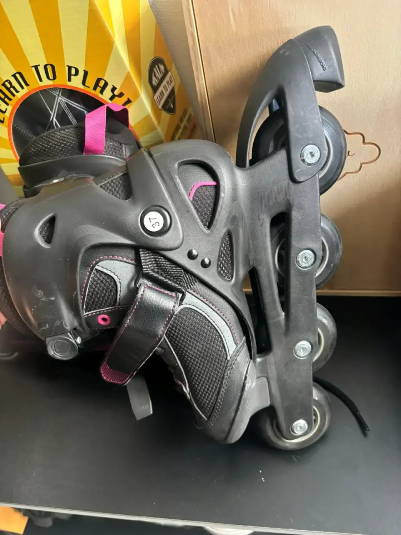 Patines en línea Oxelo Active Fit 3 negros y rosados - 3