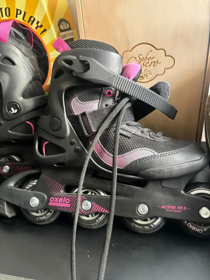 Patines en línea Oxelo Active Fit 3 negros y rosados - 4