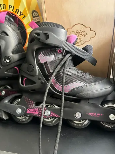 Patines en línea Oxelo Active Fit 3 negros y rosados - miniatura 4