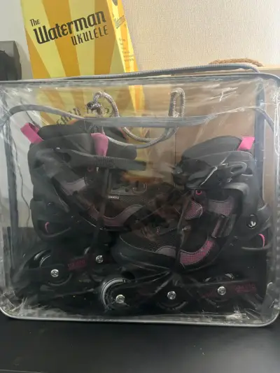 Patines en línea Oxelo Active Fit 3 negros y rosados - miniatura 5