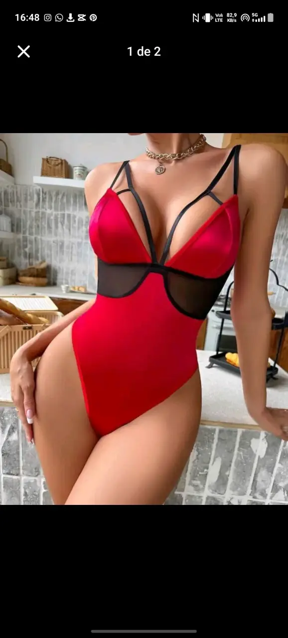 Body rojo con detalles de malla