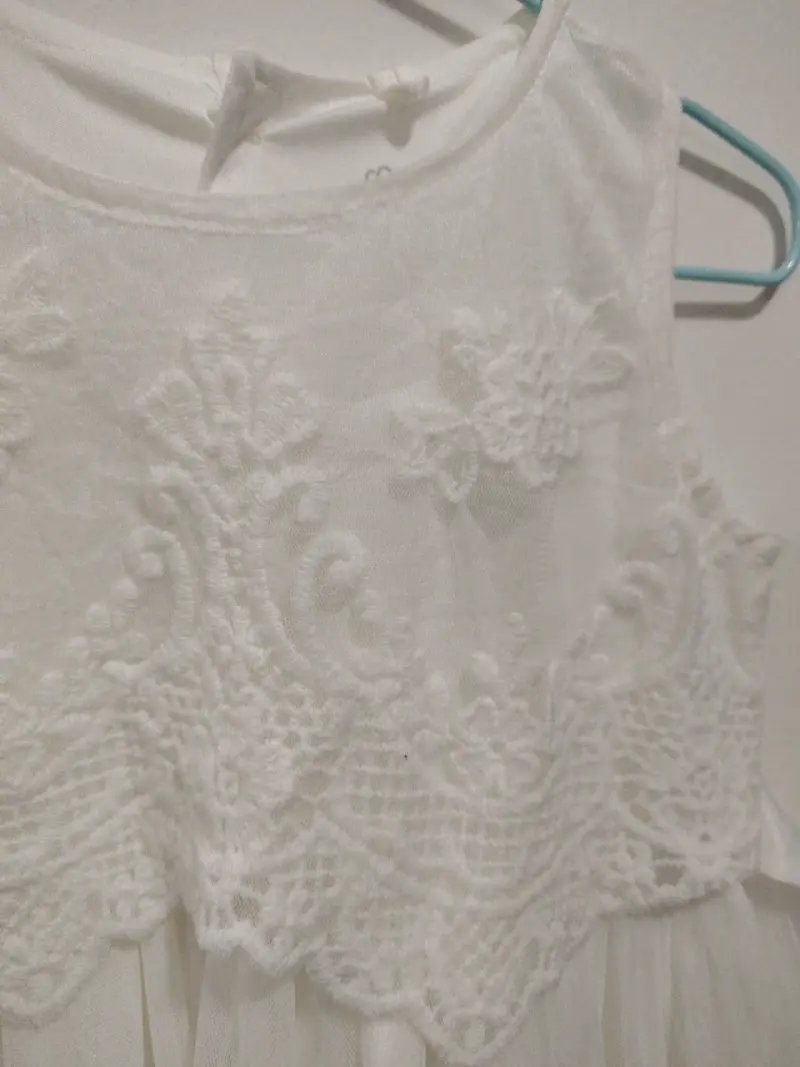 Vestido blanco de encaje para niña - 2