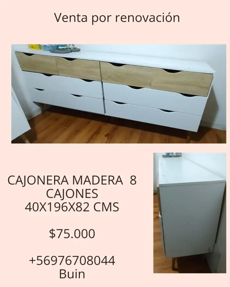 Cajonera de madera con 8 cajones