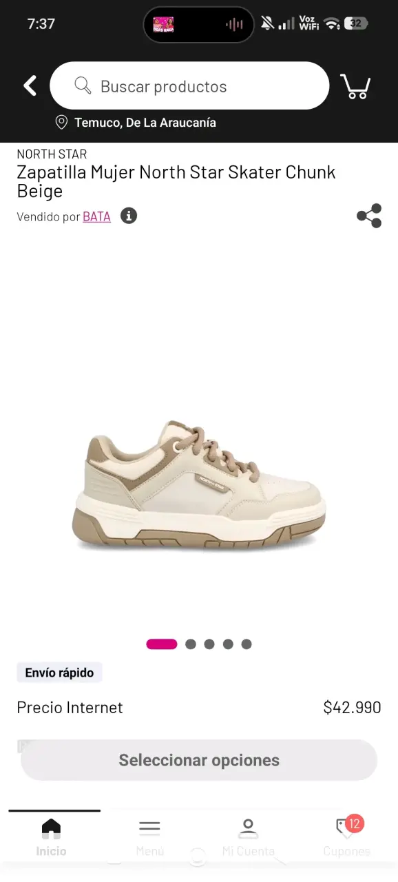 Zapatillas Mujer North Star Skater Chunk Beige - 1