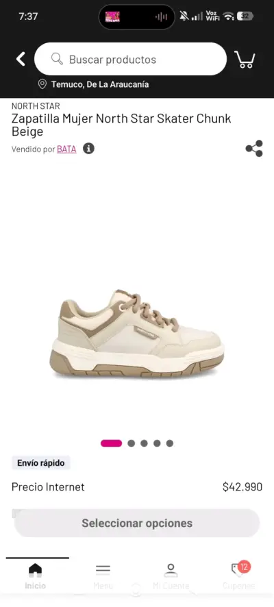 Zapatillas Mujer North Star Skater Chunk Beige - miniatura 1