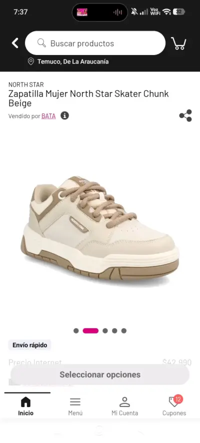 Zapatillas Mujer North Star Skater Chunk Beige - miniatura 2