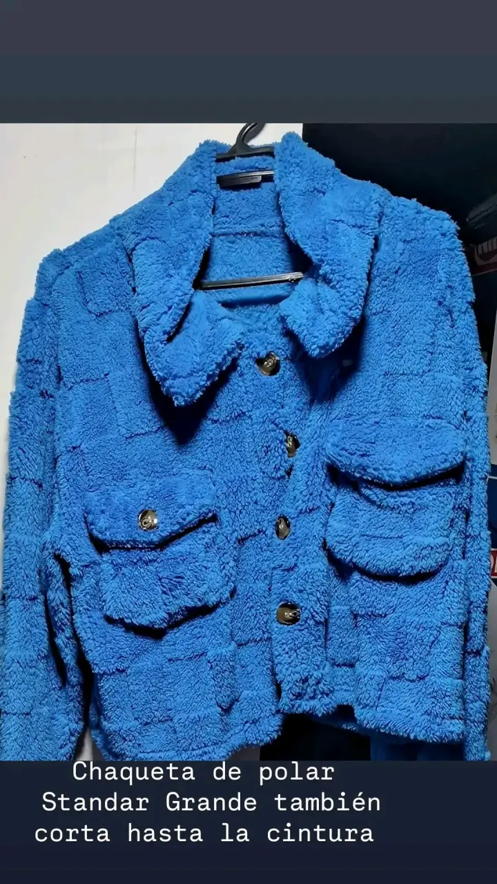 Chaqueta de polar azul corta para mujer