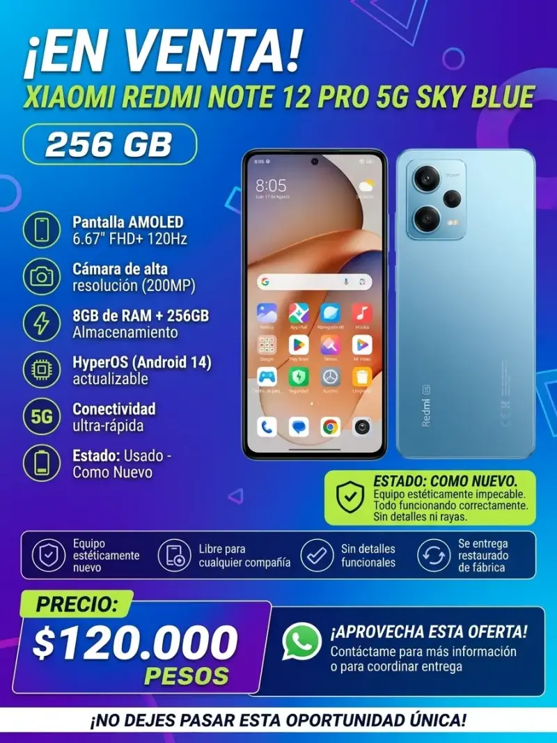 Smartphone Xiaomi Redmi Note 12 Pro 5G Sky Blue - 1