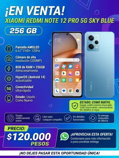 Smartphone Xiaomi Redmi Note 12 Pro 5G Sky Blue - miniatura 1
