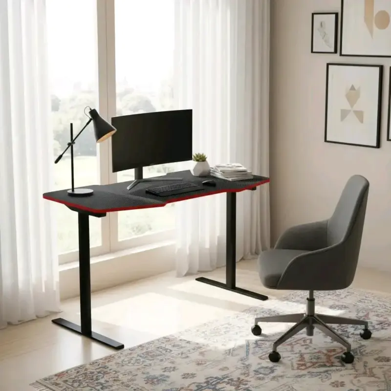 Escritorio Gamer Negro con Detalles Rojos - 2