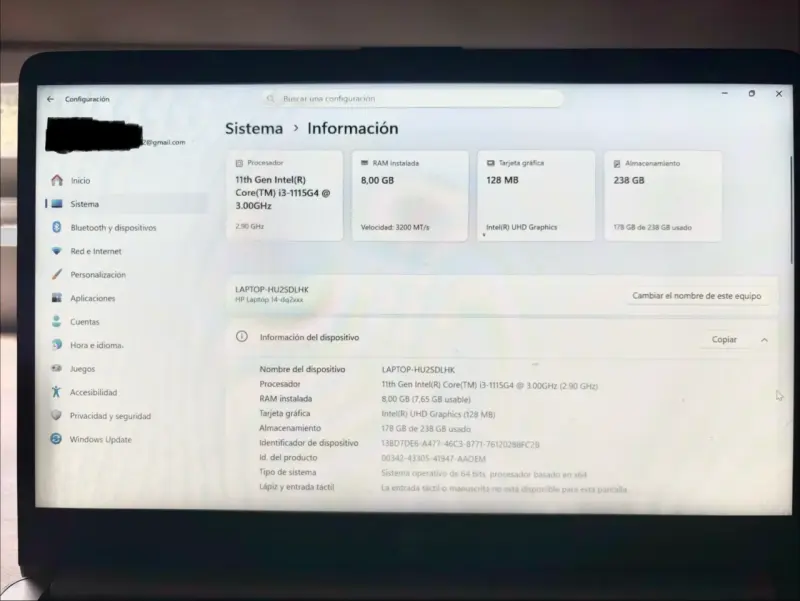 Laptop HP Intel Core i3 11va Gen 8GB RAM - 4