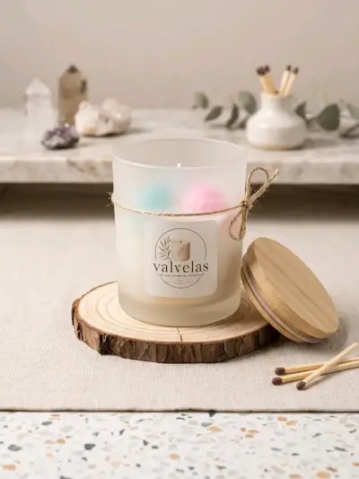 Vela aromática decorativa Valvelas con tapa de madera - miniatura 1