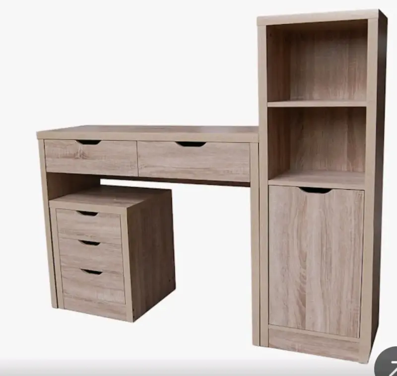 Escritorio de Madera con Cajonera y Estantería