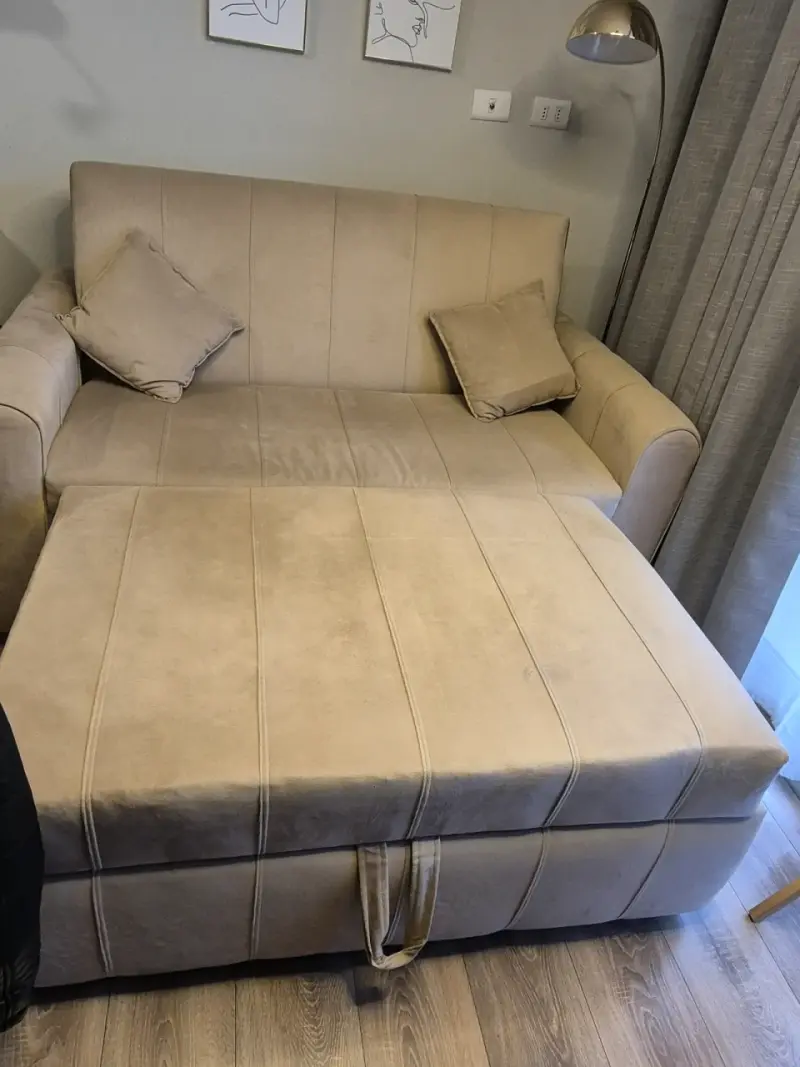 Sofá cama beige ajustable en 3 posiciones - 2
