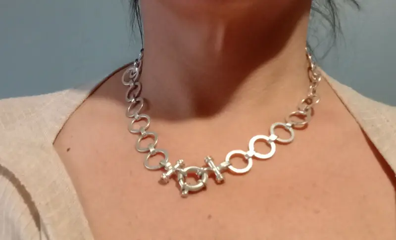 Collar y pulsera de plata con diseño de círculos - 1