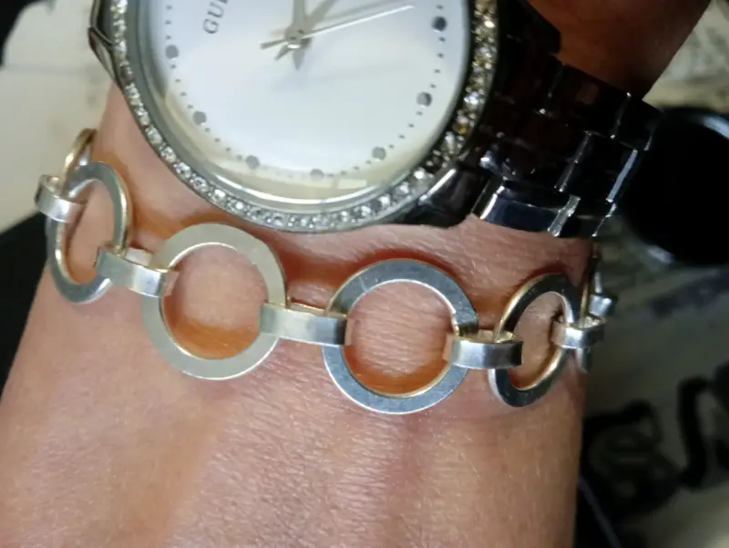 Collar y pulsera de plata con diseño de círculos - 4