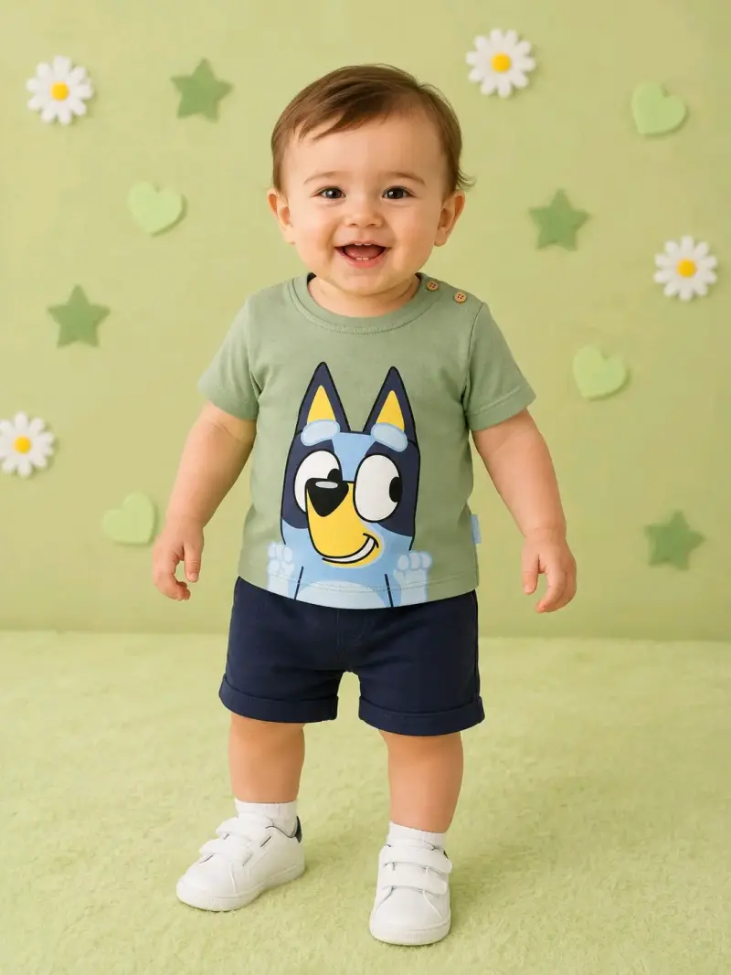 Polera para bebé Bluey verde con diseño divertido - 3