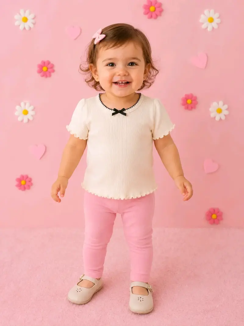 Polera Beige H&M para niña con detalle de lazo - 3