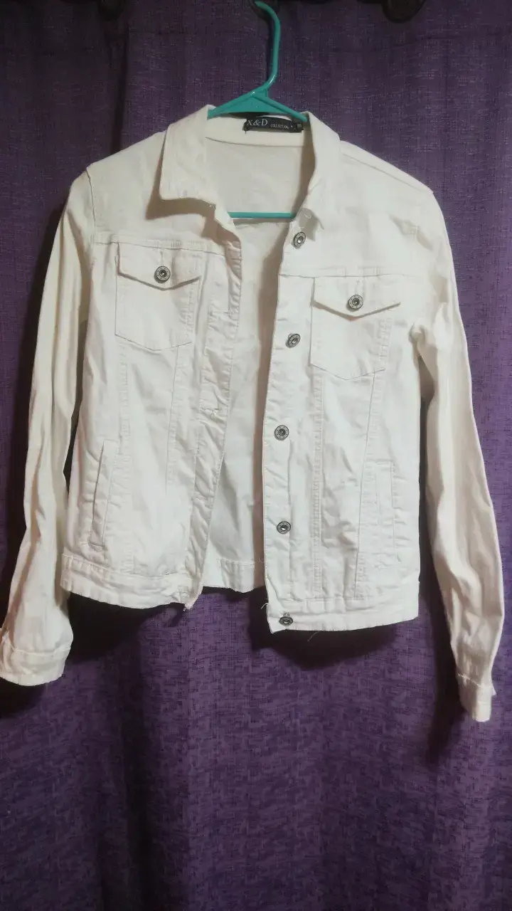 Chaqueta blanca de mezclilla para mujer - 1