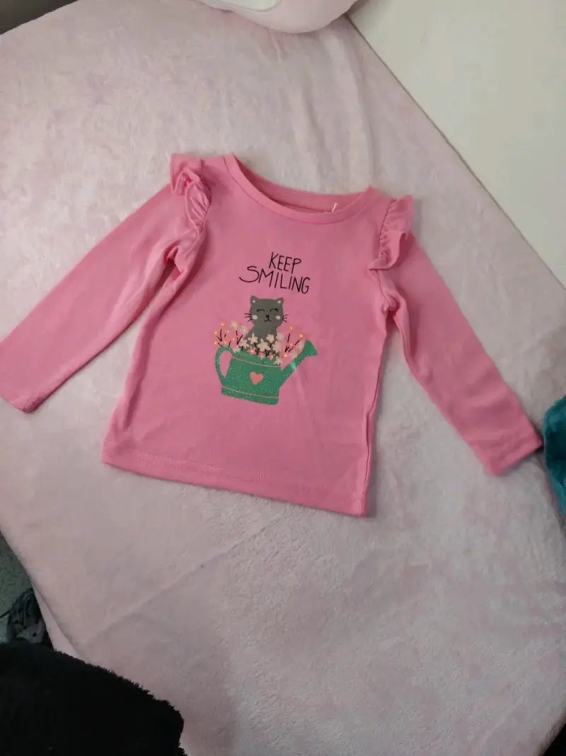Polera manga larga rosa para bebé con diseño de gato - 2