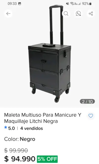 Maleta multiuso negra para maquillaje y manicure - miniatura 1