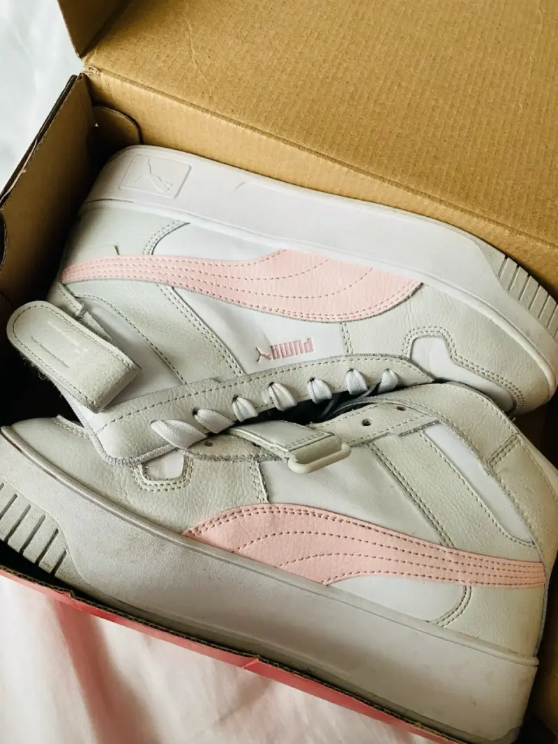 Zapatillas altas blancas y rosadas Puma - 2