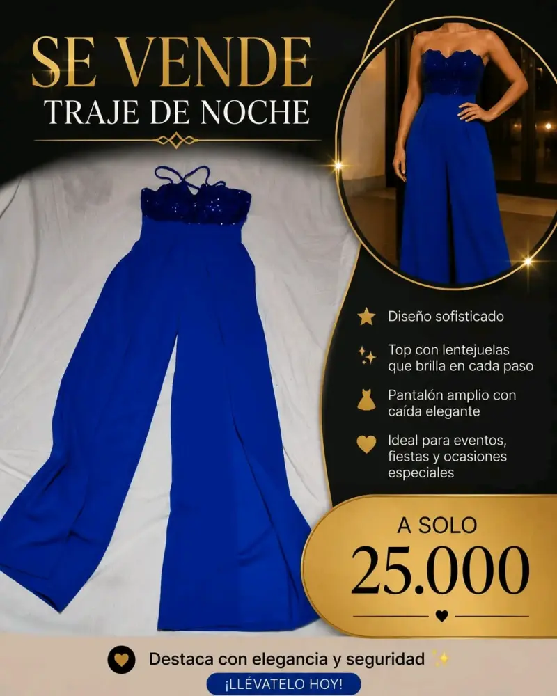 Vestido de noche negro con detalles brillantes - 2