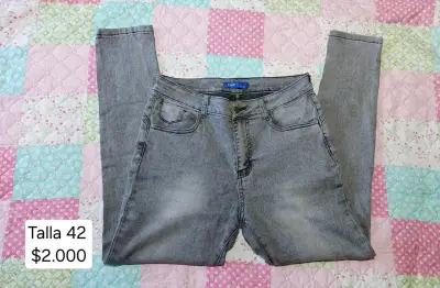 Jeans gris talla 42 para mujer - miniatura 1