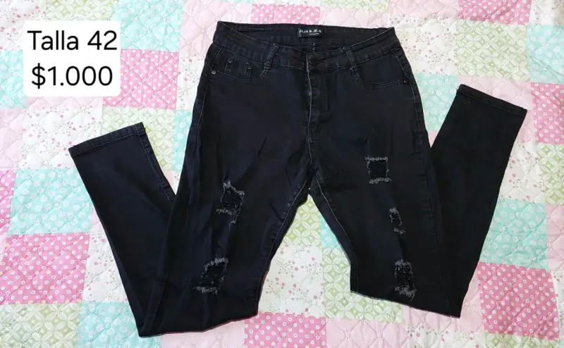 Jeans negros desgastados talla 42 - 1