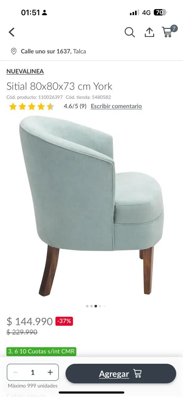 Sitial York 80x80x73 cm color menta - 2
